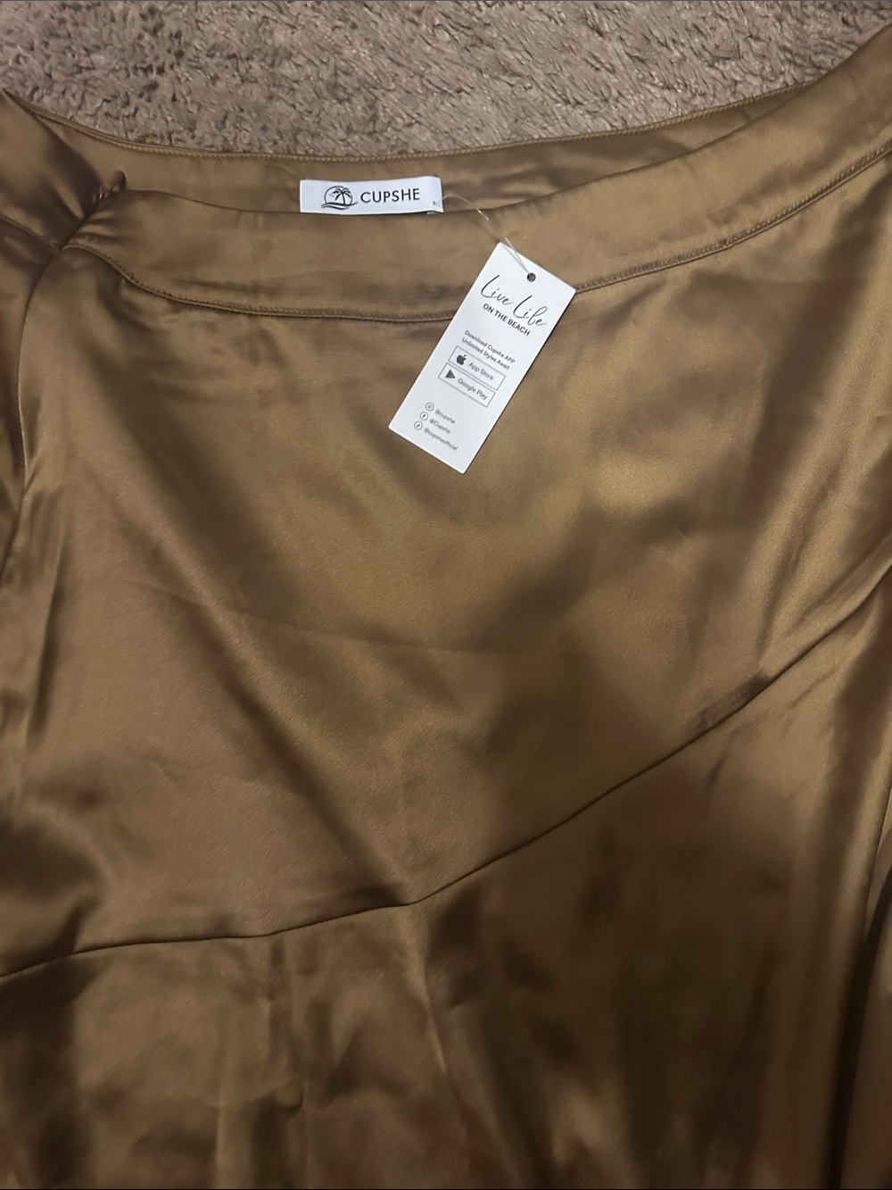 Cupshe Bronze Satin Bias Slip Skirt
